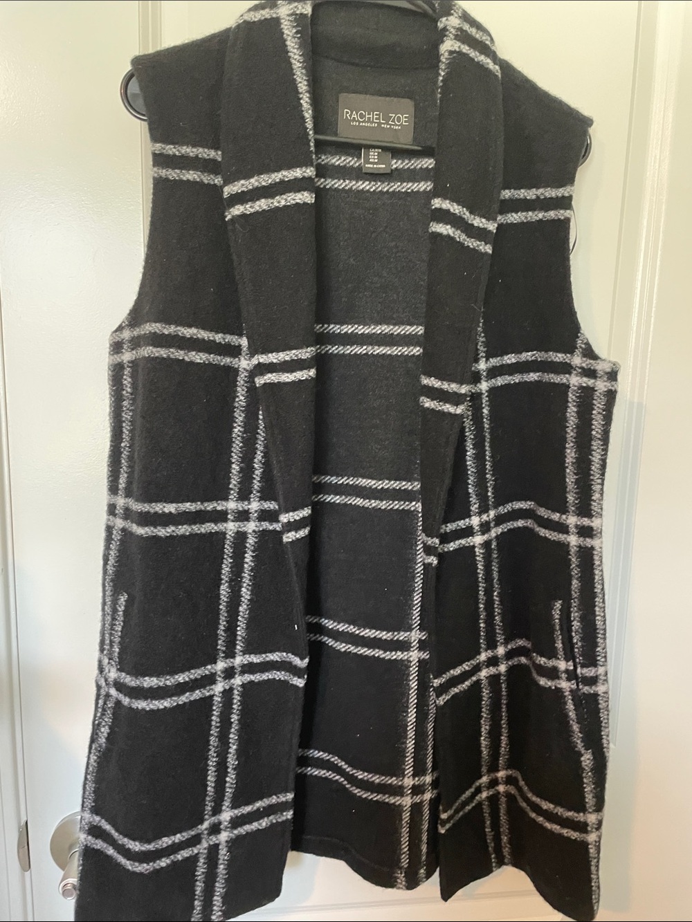 Rachel Zoe Black and White Plaid Sleeveless Vest